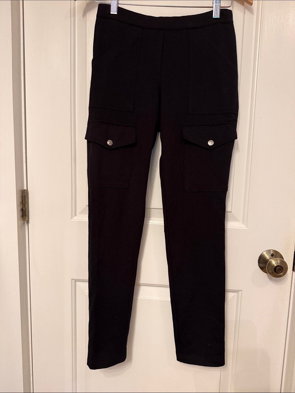 ANATOMIE PANTS LEGGINGS BLACK STRETCH CARGO STYLE POCKETS ITALY LUXURY SIZE XS